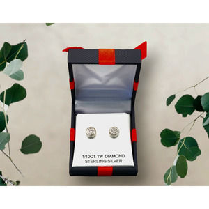 Diamond Round Stud Earrings in Sterling Silver